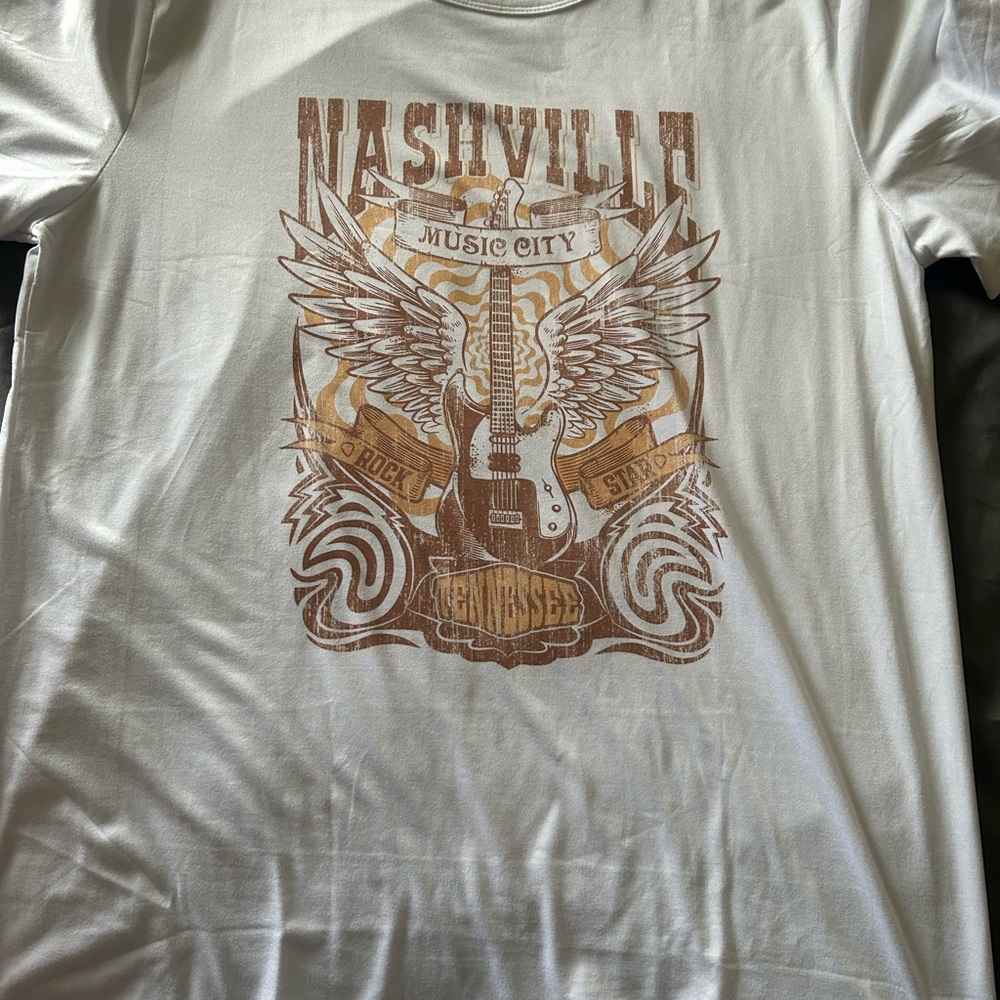 Nashville Music City Graphic Men's White T-Shirt